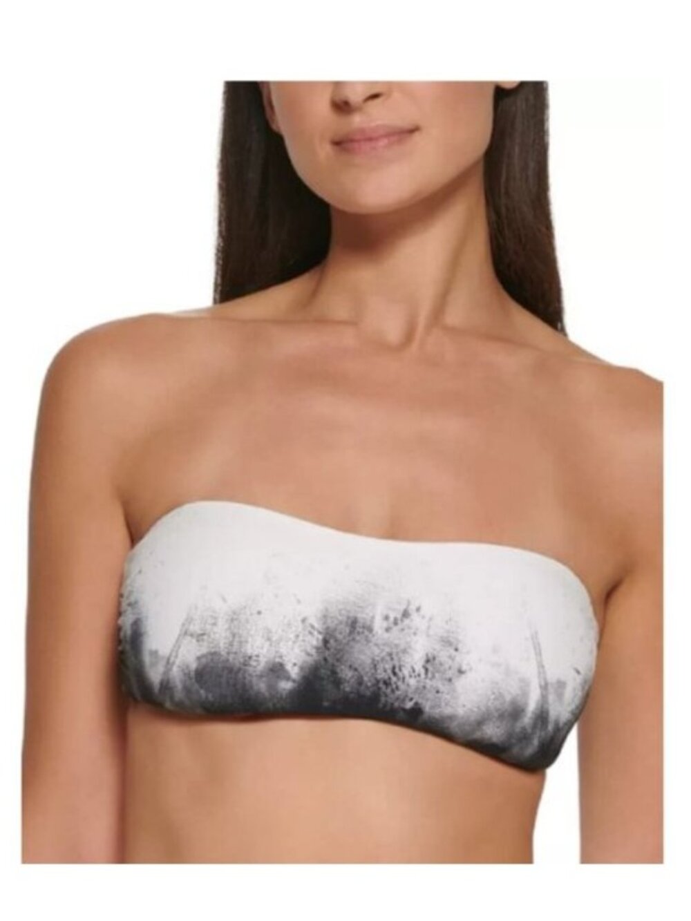 Calvin Klein Printe Bikini Bra Top Swimsuit in Charcoal Black - L
